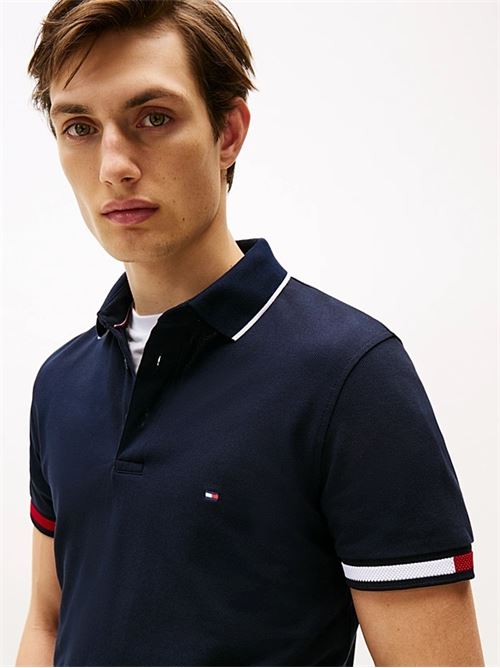 flag cuff slim fit polo TOMMY HILFIGER | MW0MW38458DW5